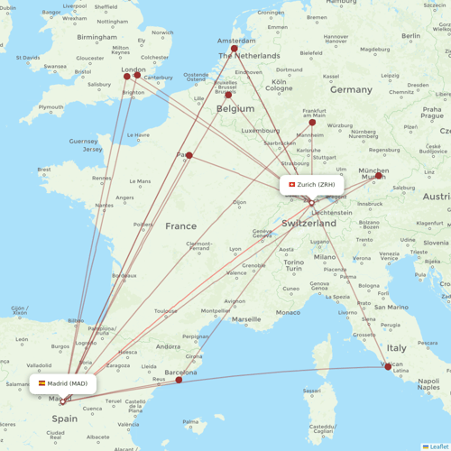 Air Europa flights between Zurich and Madrid