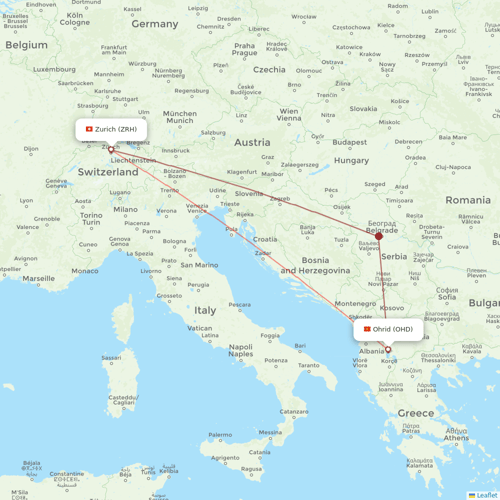 Germania flights between Zurich and Ohrid