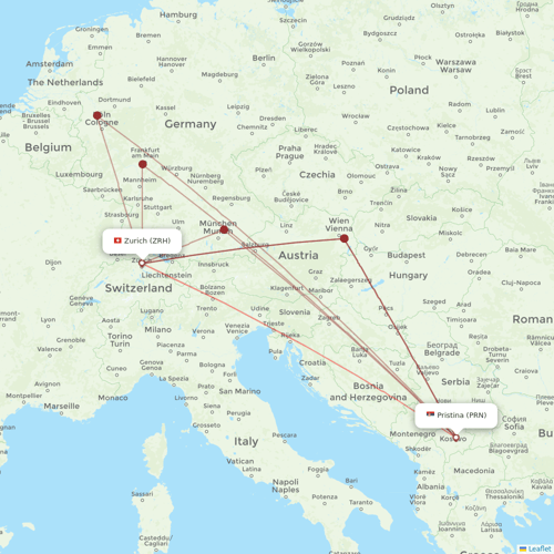 Edelweiss Air flights between Zurich and Pristina