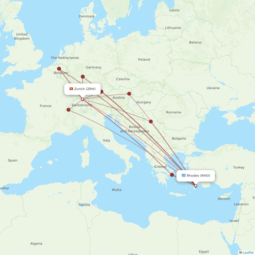 Germania flights between Zurich and Rhodes