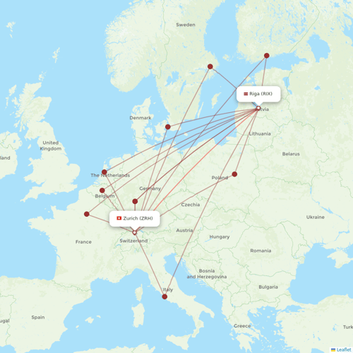 Air Baltic flights between Zurich and Riga