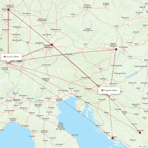Croatia Airlines flights between Zurich and Zagreb