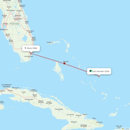 Bahamasair flights between San Salvador and Miami