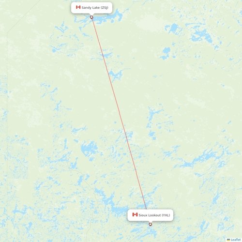 Bearskin Airlines flights between Sandy Lake and Sioux Lookout