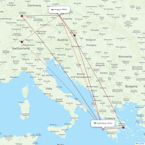 SmartWings flights between Zakinthos and Prague