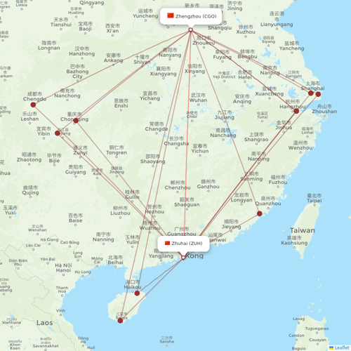 Urumqi Airlines flights between Zhuhai and Zhengzhou