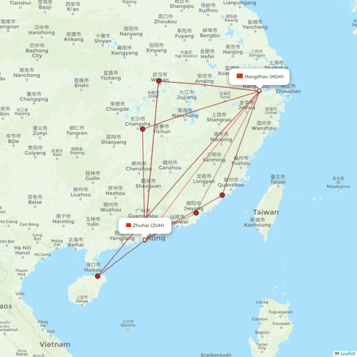 Donghai Airlines flights between Zhuhai and Hangzhou