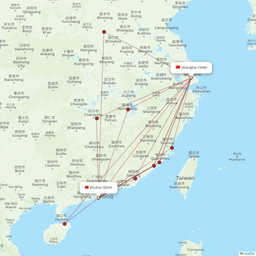 Shanghai Airlines flights between Zhuhai and Shanghai