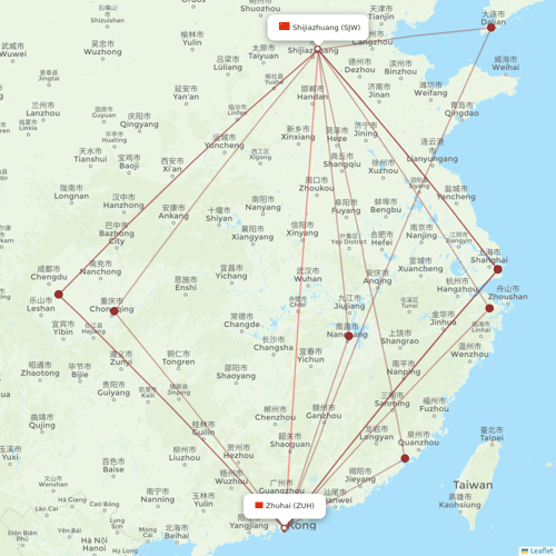 Hebei Airlines flights between Zhuhai and Shijiazhuang