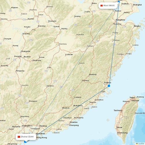 Donghai Airlines flights between Zhuhai and Wuxi