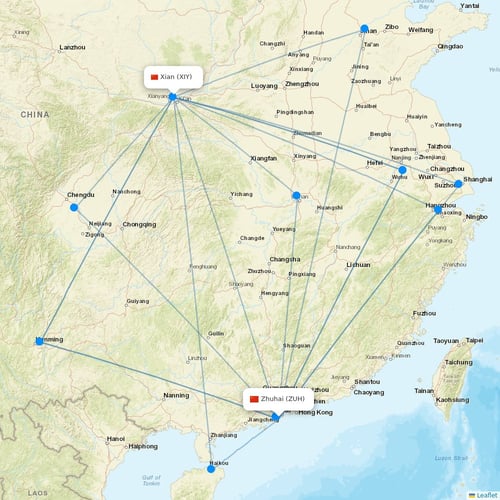 Air Changan flights between Zhuhai and Xian