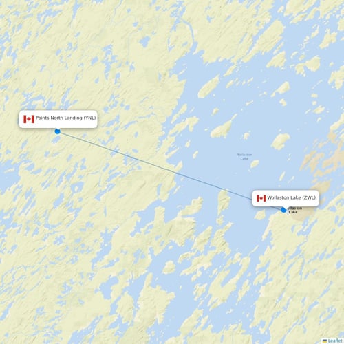 Transwest Air flights between Wollaston Lake and Points North Landing