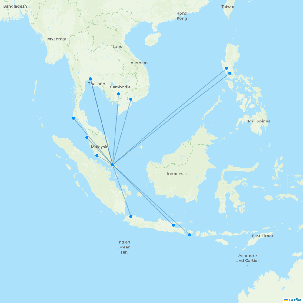Jetstar Asia destination map