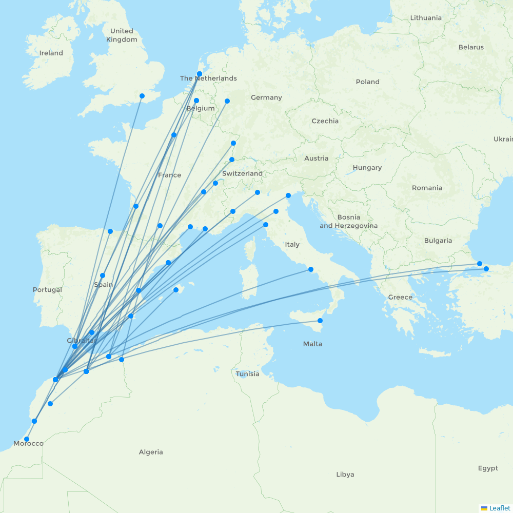 Air Arabia Maroc destination map