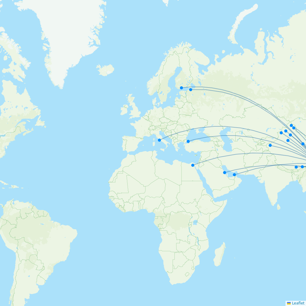 Sichuan Airlines destination map
