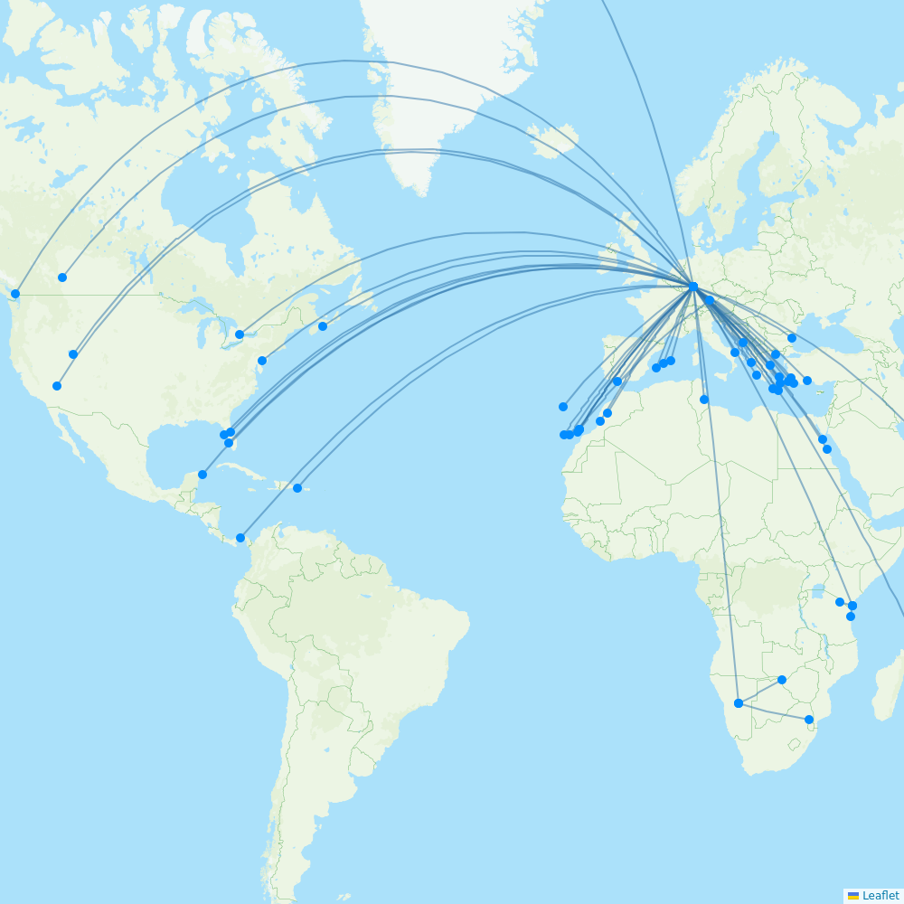 Airbus Transport International destination map