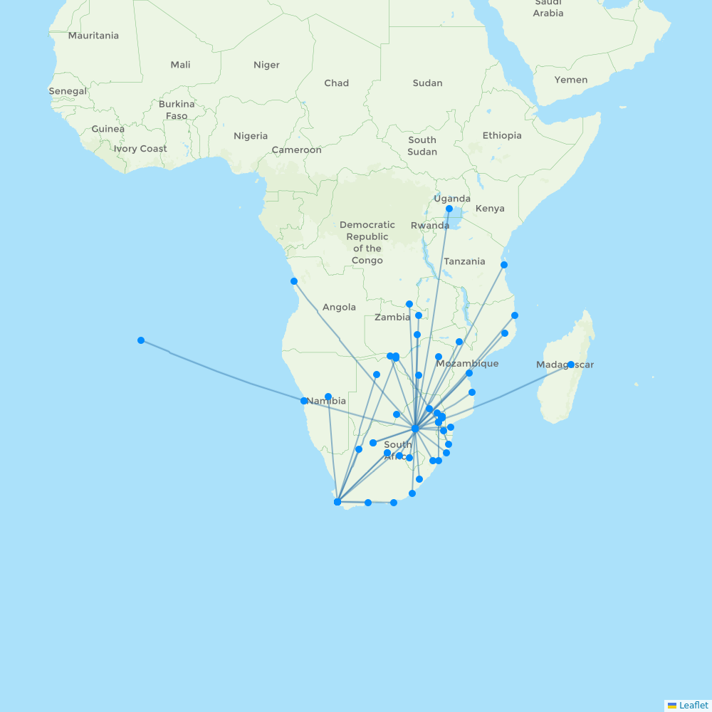 Airlink (South Africa) destination map