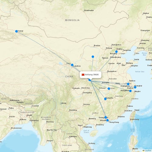 Map of Ankang