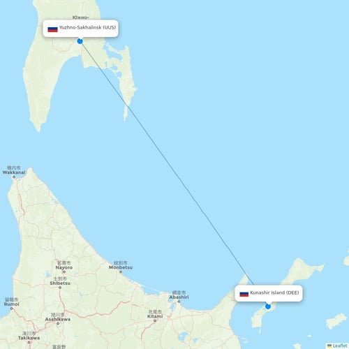 Map of Kunashir Island