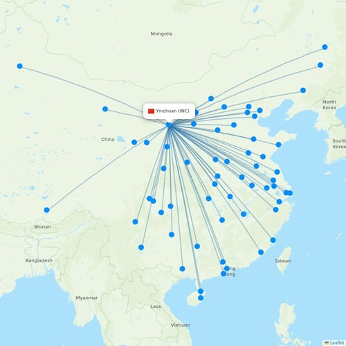 Map of Yinchuan