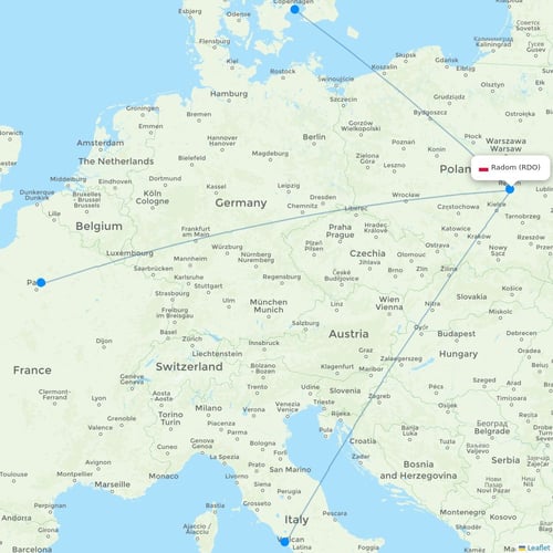 Warsaw (RDO) flight routes & destinations - Flight Routes