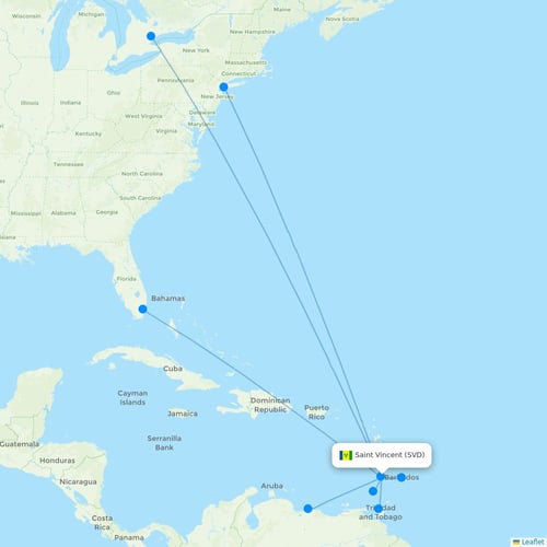 Saint Vincent (SVD) flight routes & destinations - Flight Routes