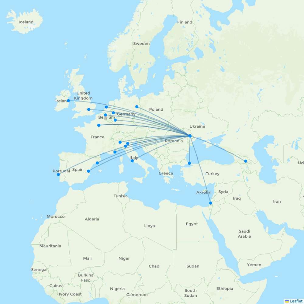 Fly One destination map