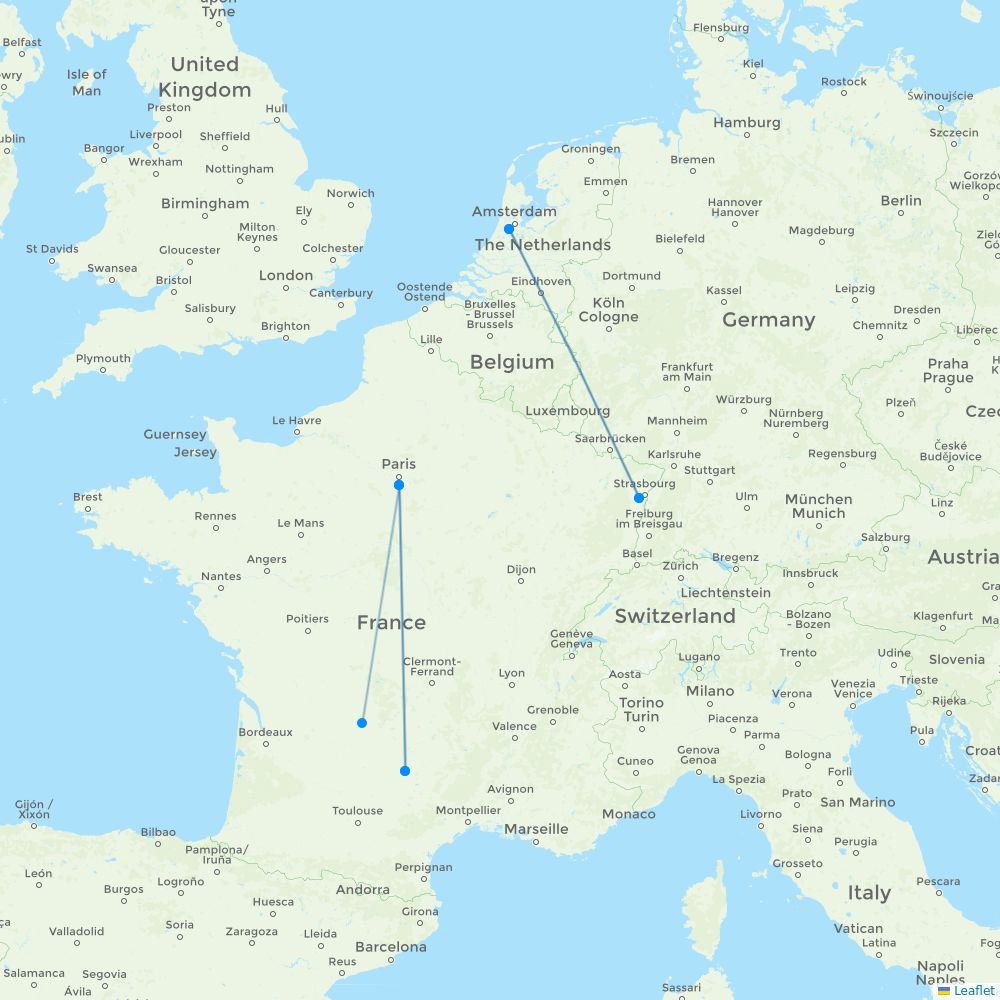Flyest Lineas Aereas destination map