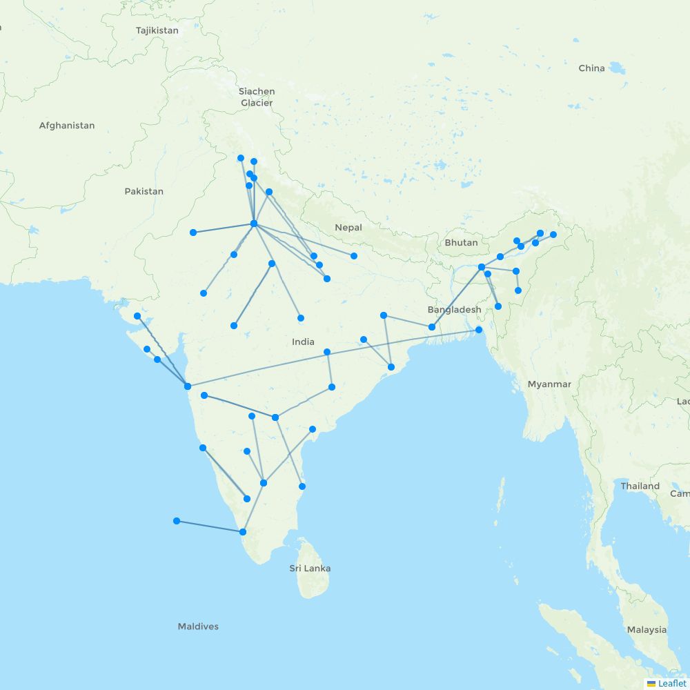 Air India destination map