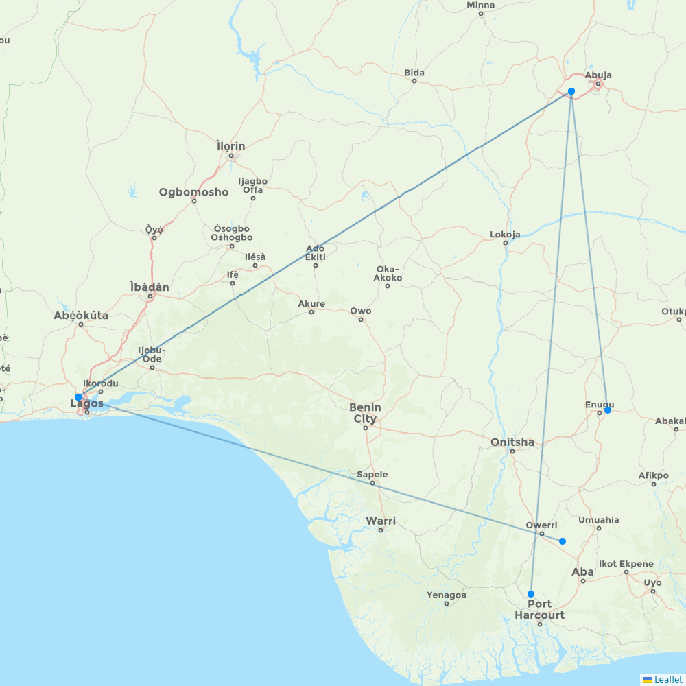 Dana Airlines destination map