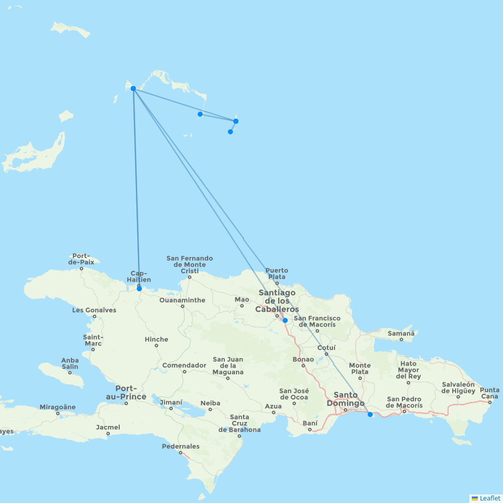 Caicos Express Airways destination map