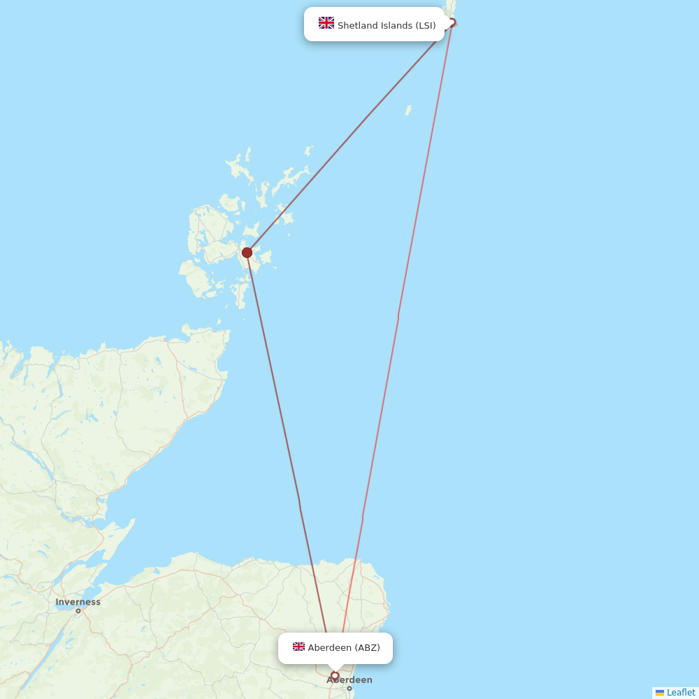 Loganair flights between Aberdeen and Shetland Islands