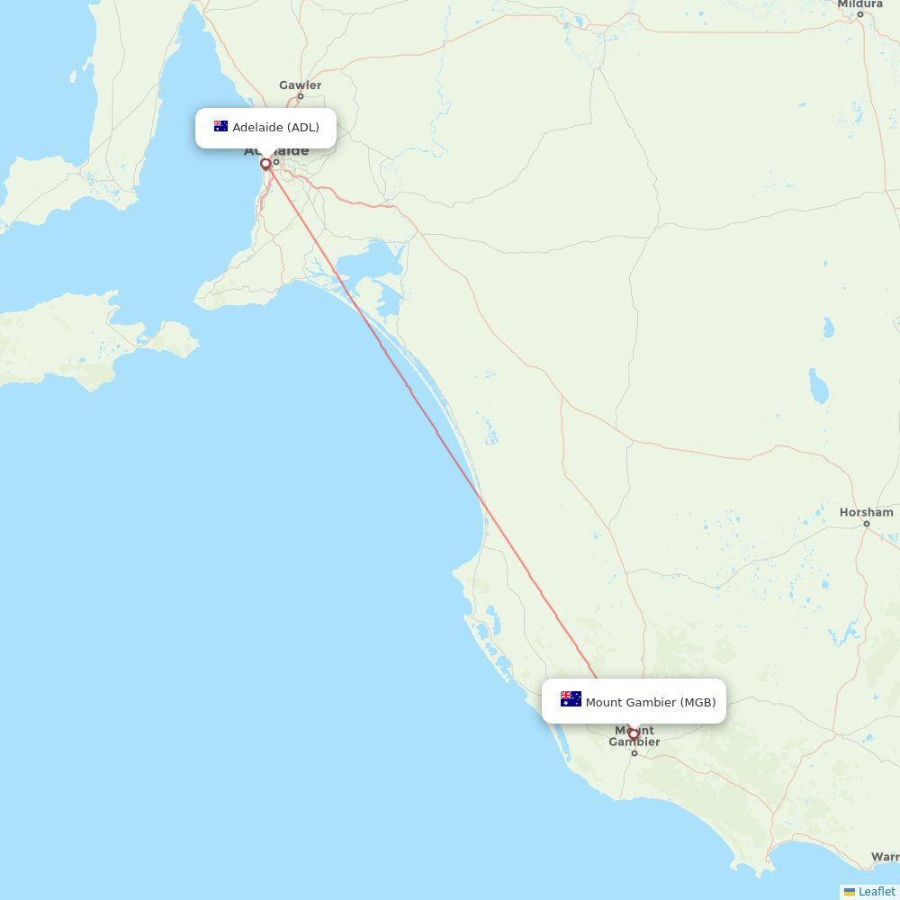 Rex Regional Express flights between Adelaide and Mount Gambier