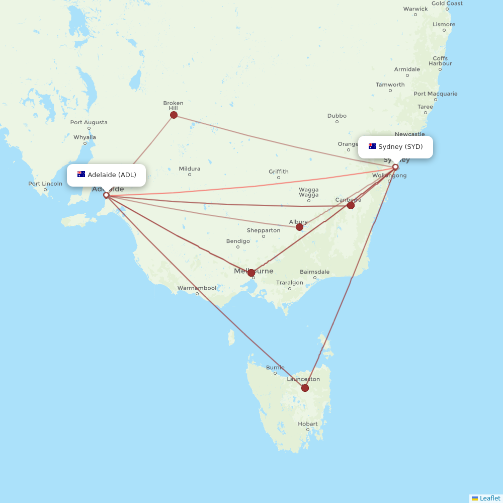 Virgin Australia flights between Adelaide and Sydney
