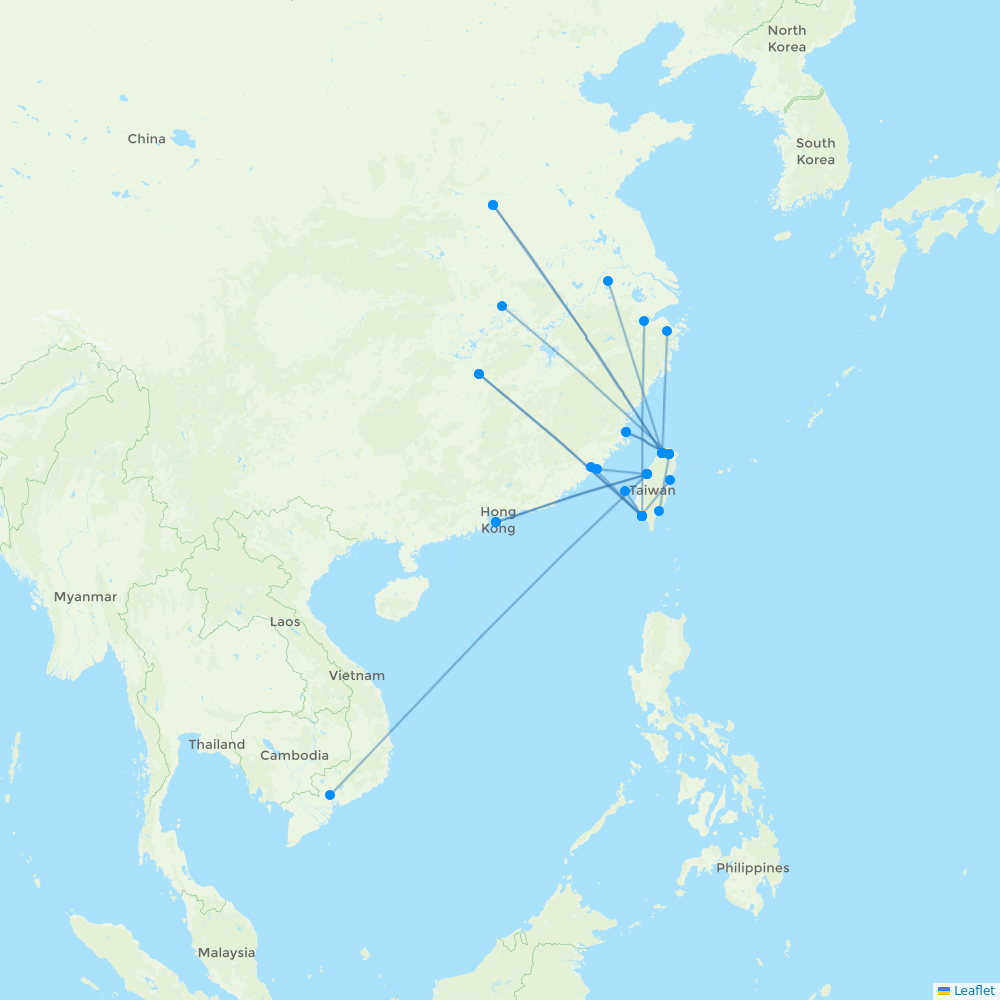 Mandarin Airlines destination map