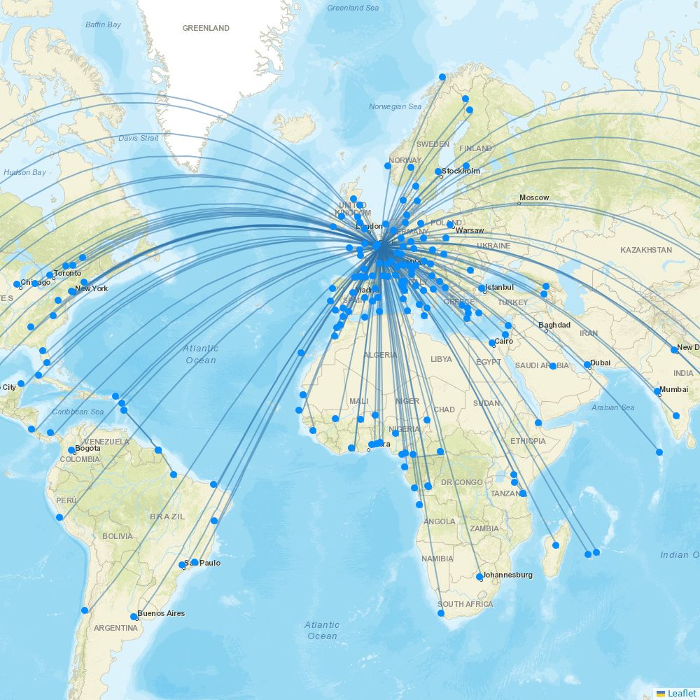 Air France Routes 2025 Map With All Flights Flight Routes