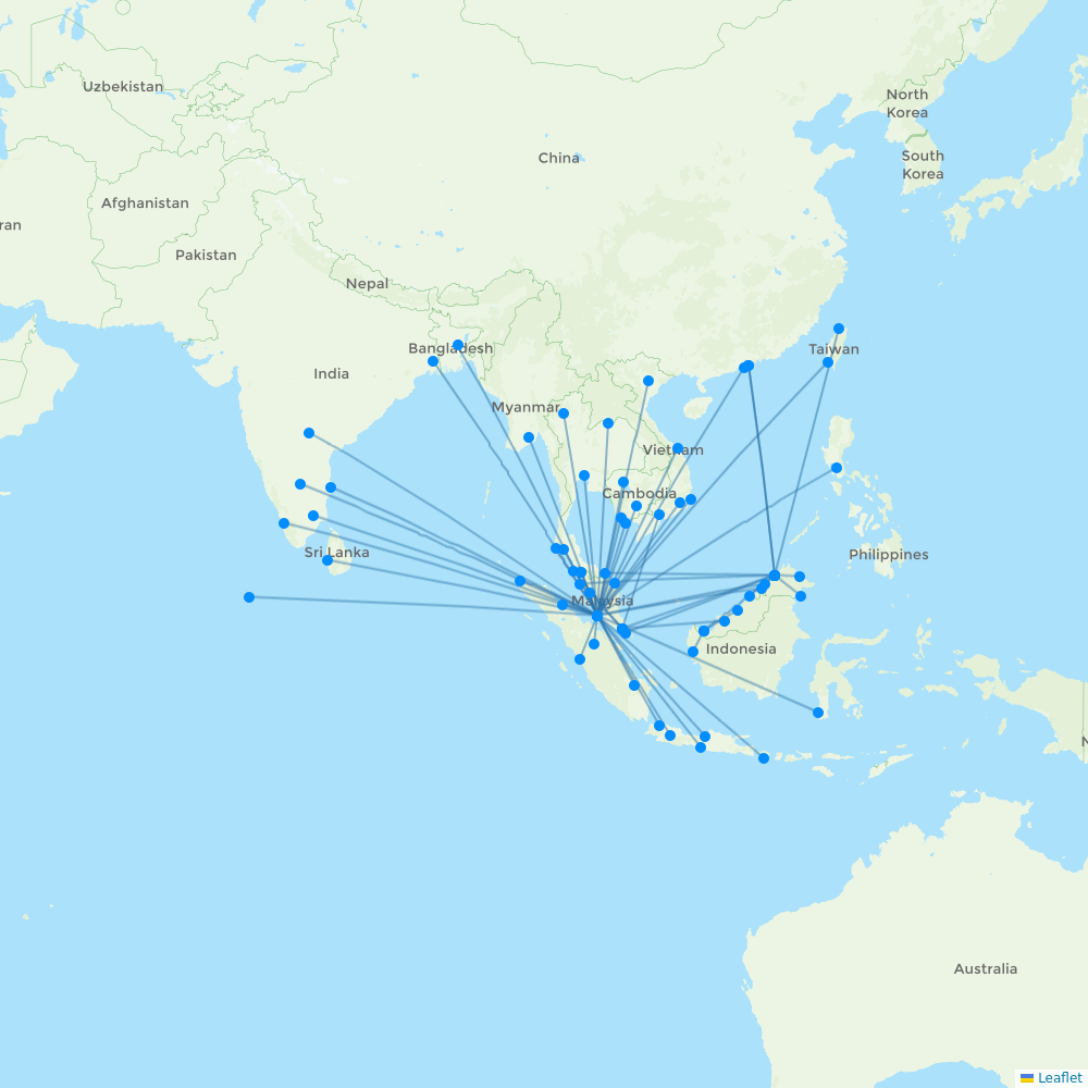 AirAsia destination map