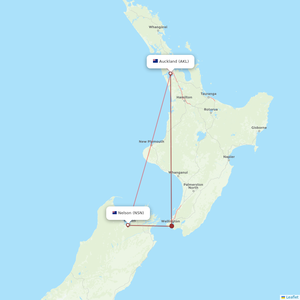 Air New Zealand flights between Auckland and Nelson
