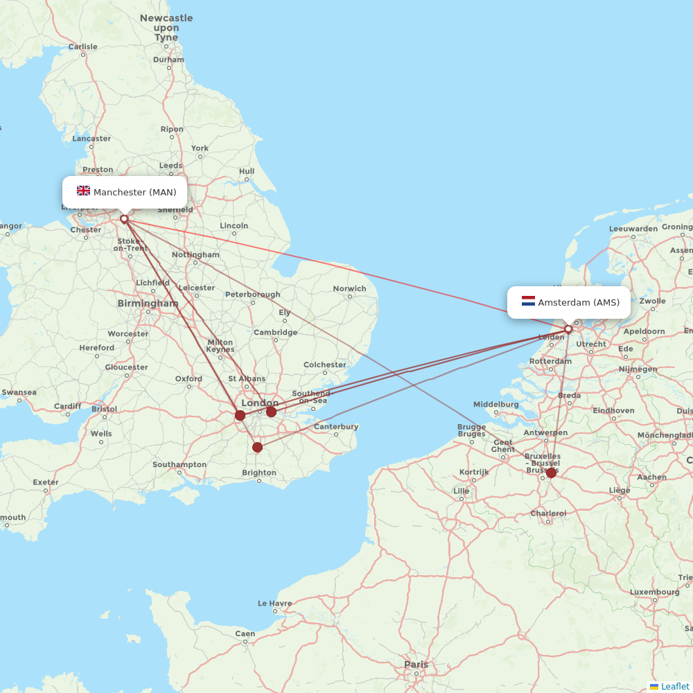 KLM flights between Amsterdam and Manchester