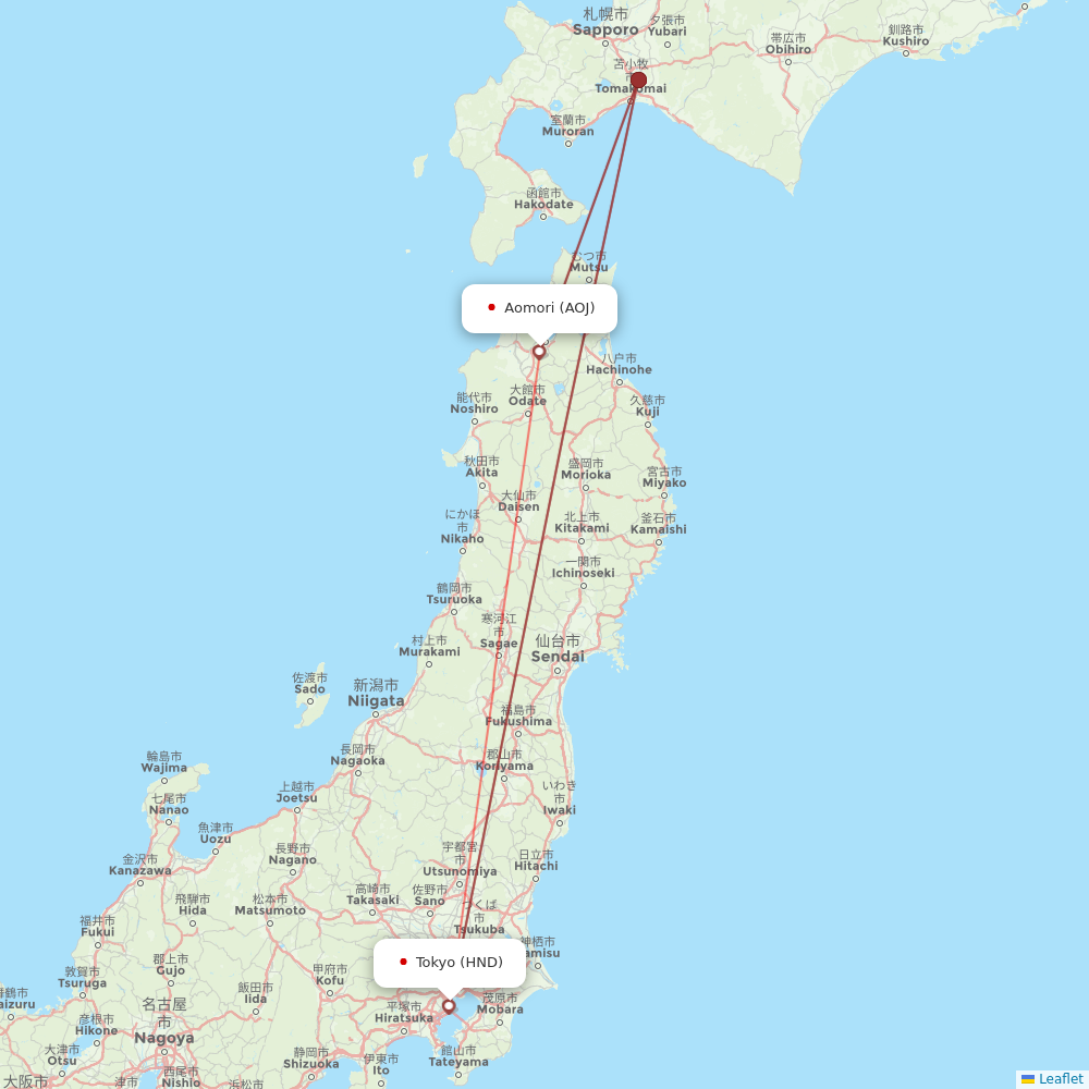 JAL flights between Aomori and Tokyo