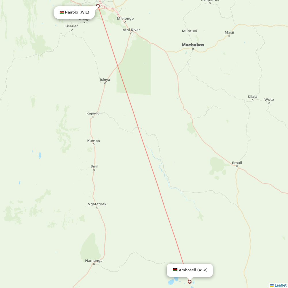 FlexFlight flights between Amboseli and Nairobi