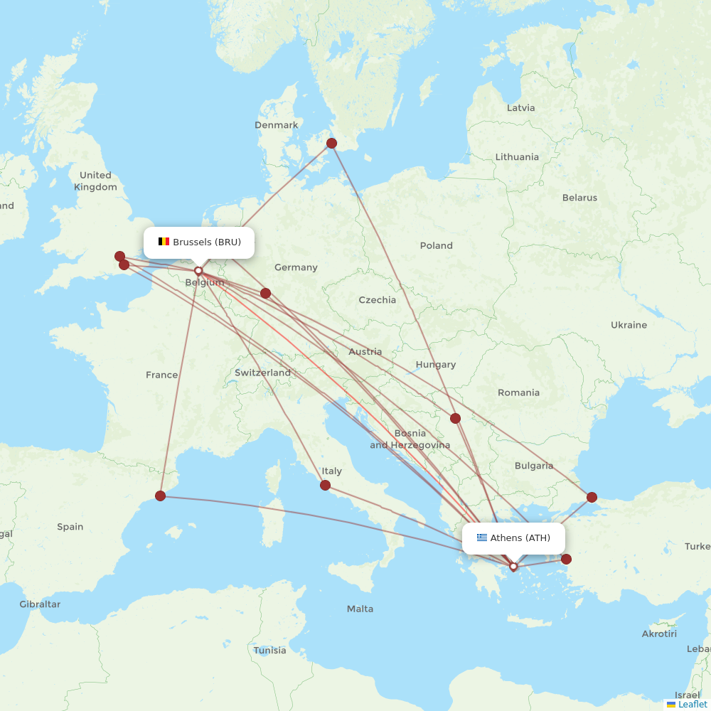 Aegean Airlines flights between Athens and Brussels