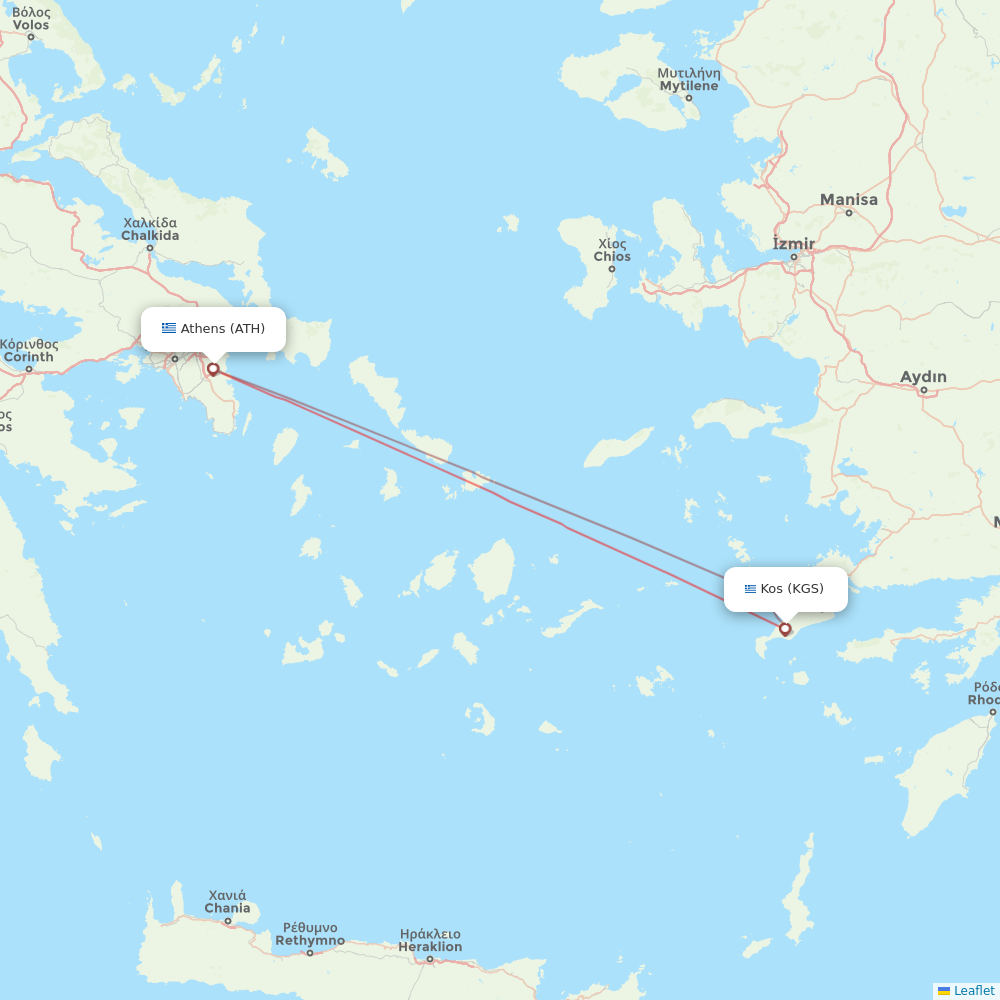 Aegean Airlines flights between Athens and Kos