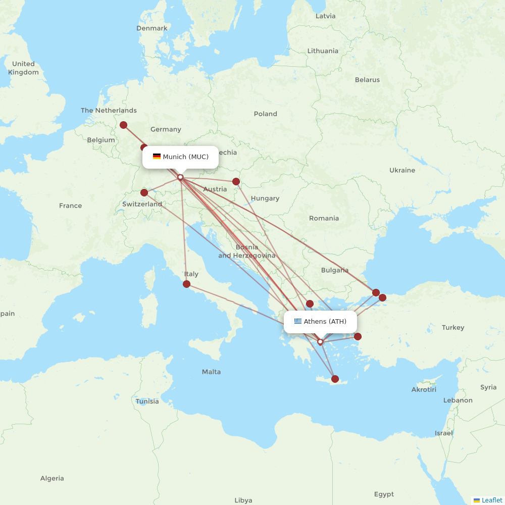Aegean Airlines flights between Athens and Munich