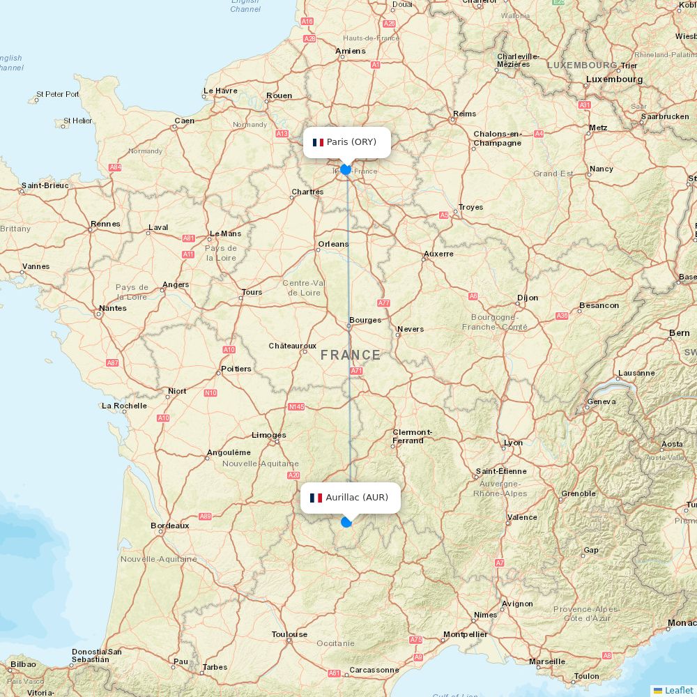 Chalair airline routes (CE) 2026, map - Flight Routes