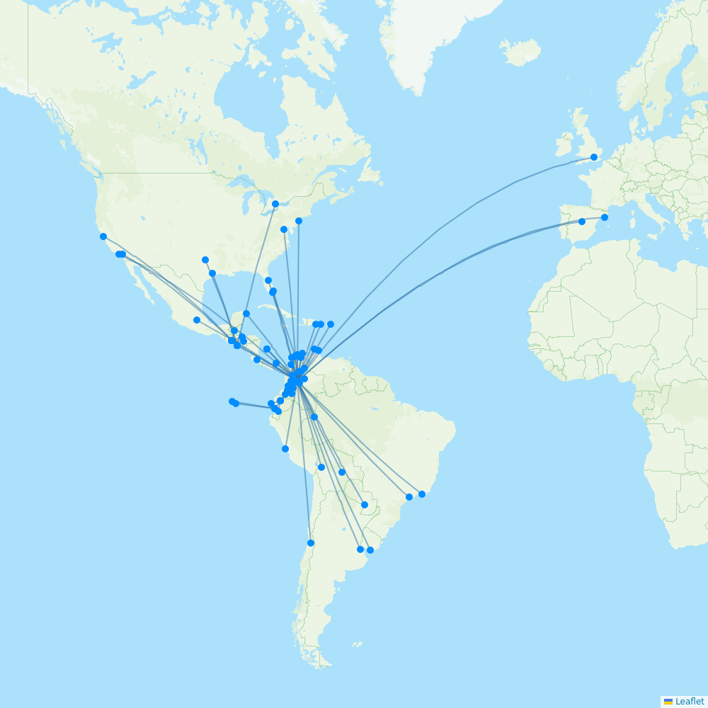 Avianca routes 2024 interactive map with all flights Flight Routes