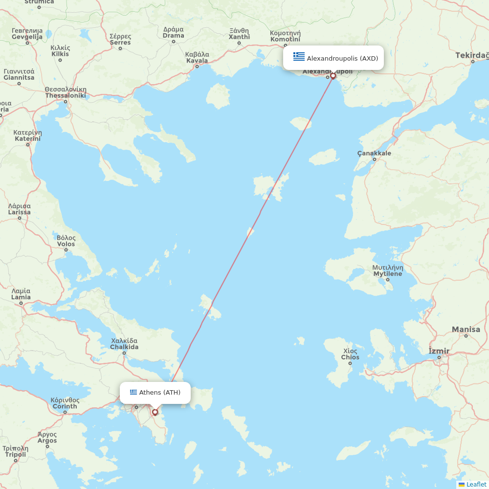 Sky Express flights between Alexandroupolis and Athens