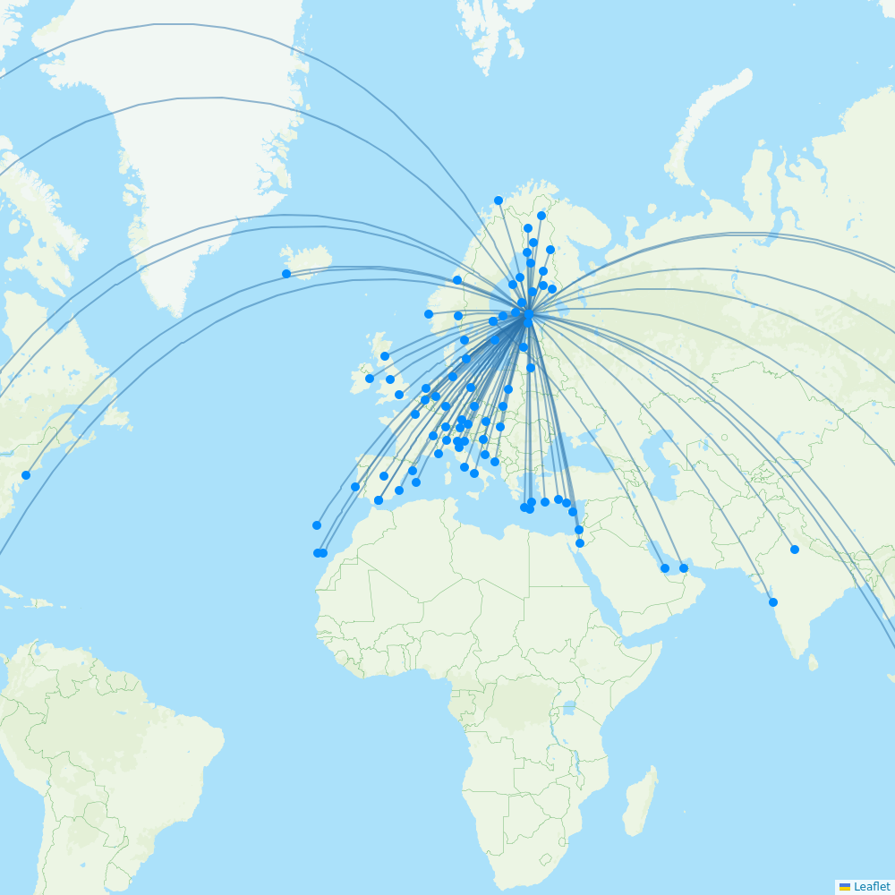 Finnair destination map