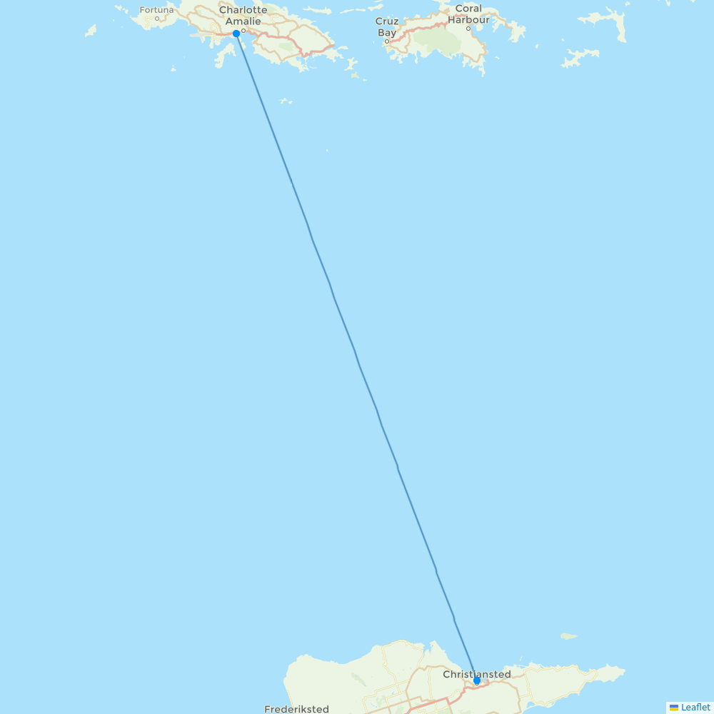 Seaborne Airlines destination map