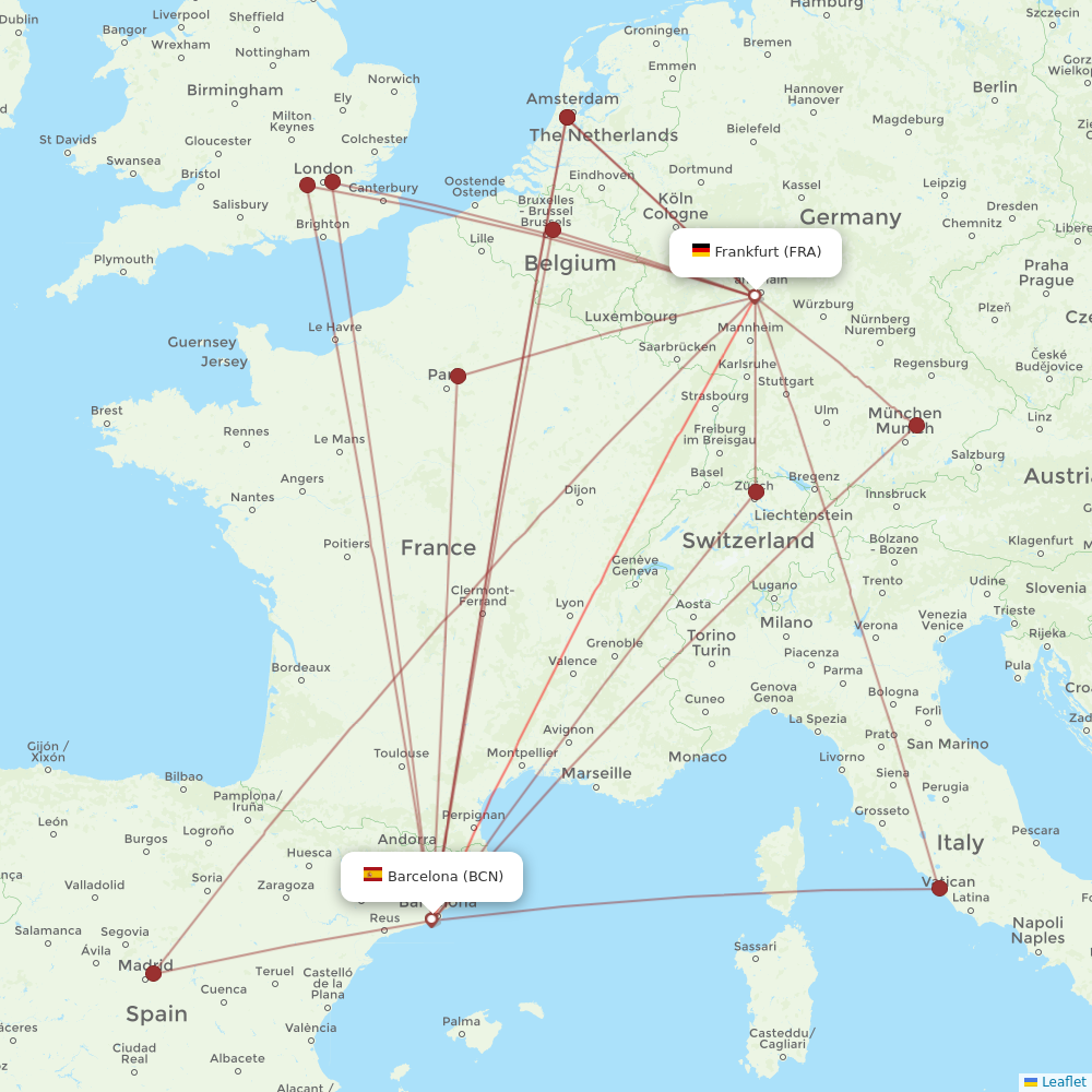 Lufthansa flights between Barcelona and Frankfurt